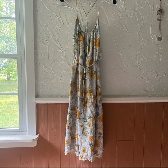 Sisstrevolution Dresses & Skirts - Floral Spaghetti Strap Maxi Dress in Yellow and Blue Size Large NWT